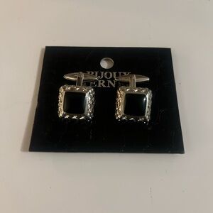 Bijoux Terner Silver and Black Cufflinks